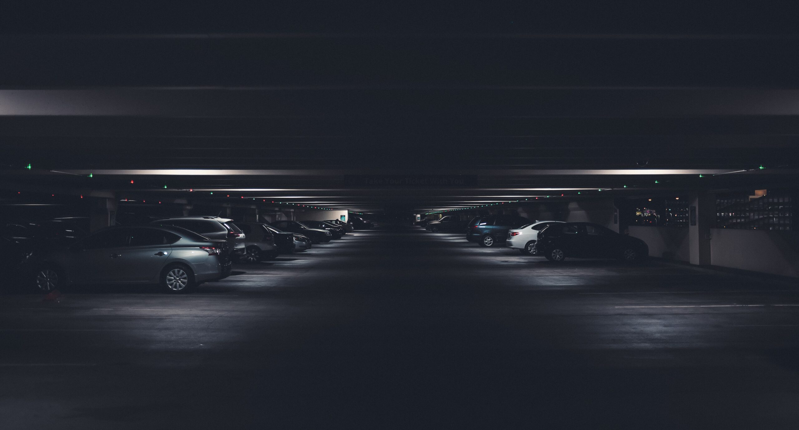 background image of a freshly cleaned parking garage