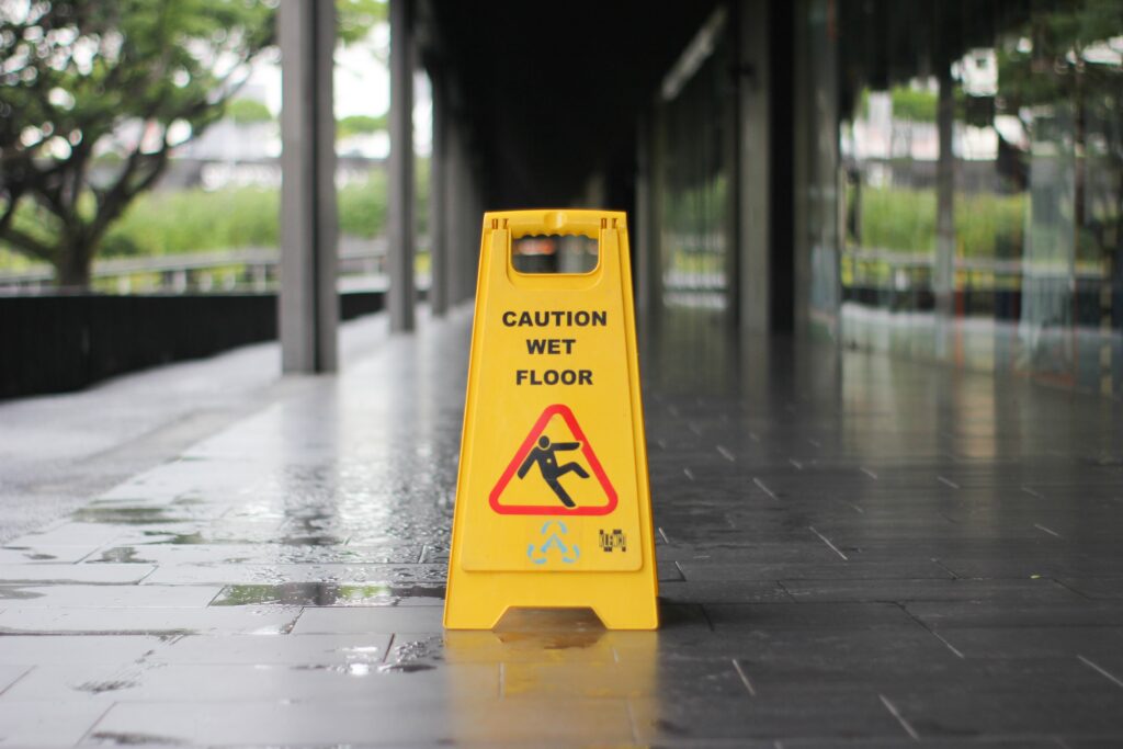 image of a still-wet, freshly-cleaned sidewalk