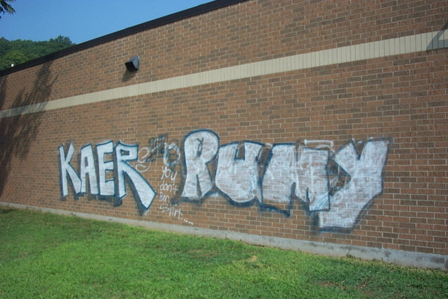 this is a picture of graffiti in CT that we removed. let OFF THE WALL help you remove yours in CT, RI or MA