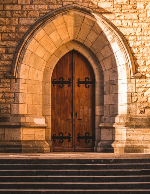 church doors waiting to be power washed