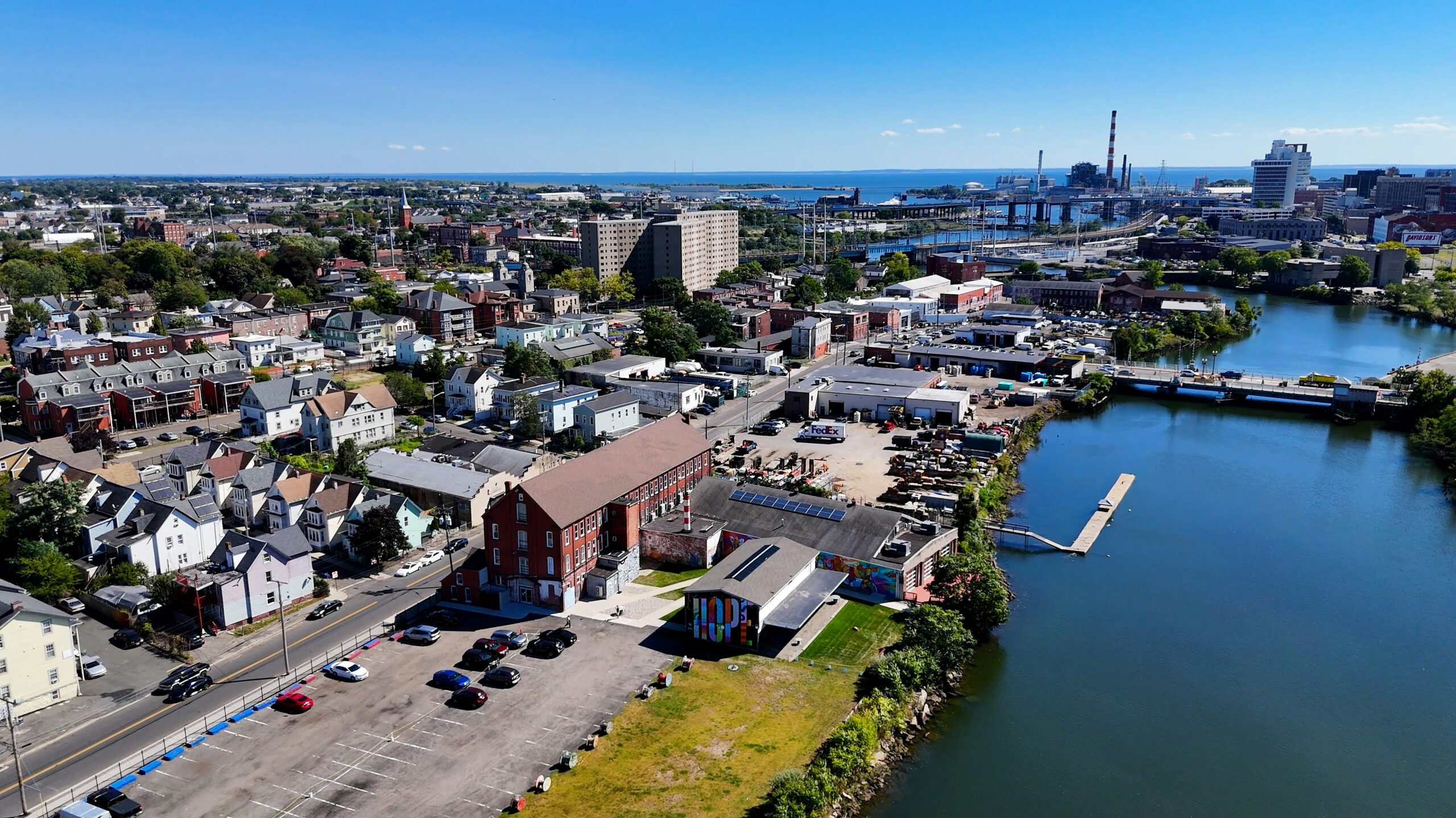 aerial photograph showing Bridgeport, CT