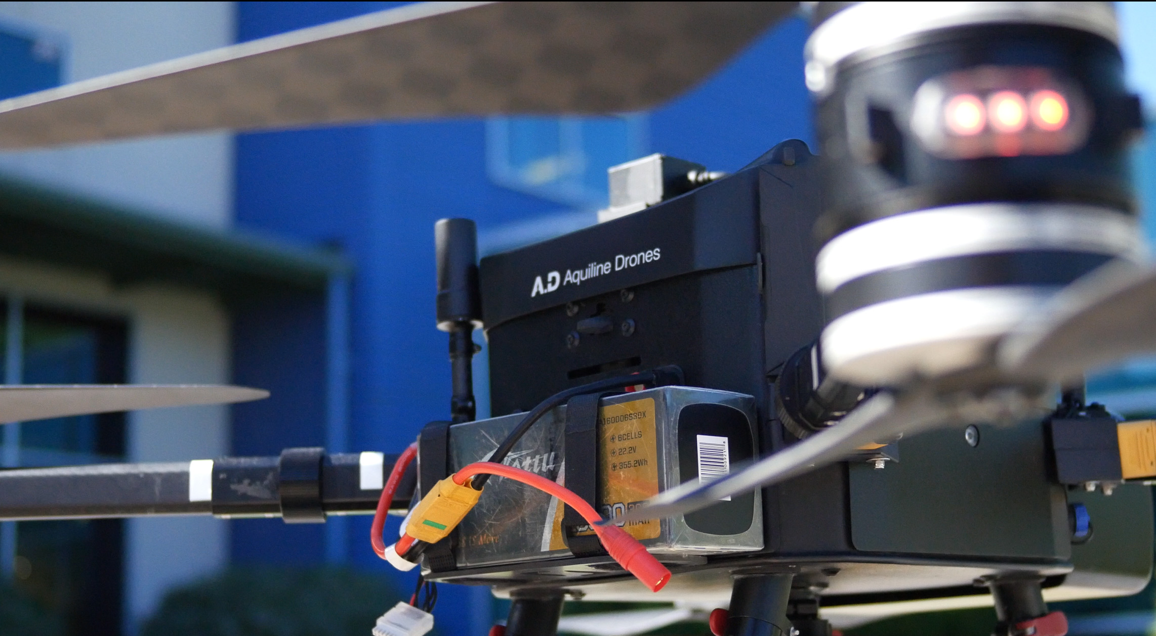 closeup photograph showing a detail of the OFF THE WALL power washing drone