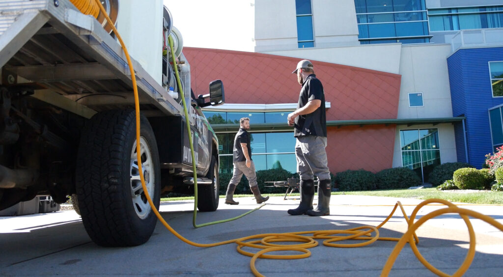 photo of the OFF THE WALL team setting up at Goodwin University in East Hartford, CT