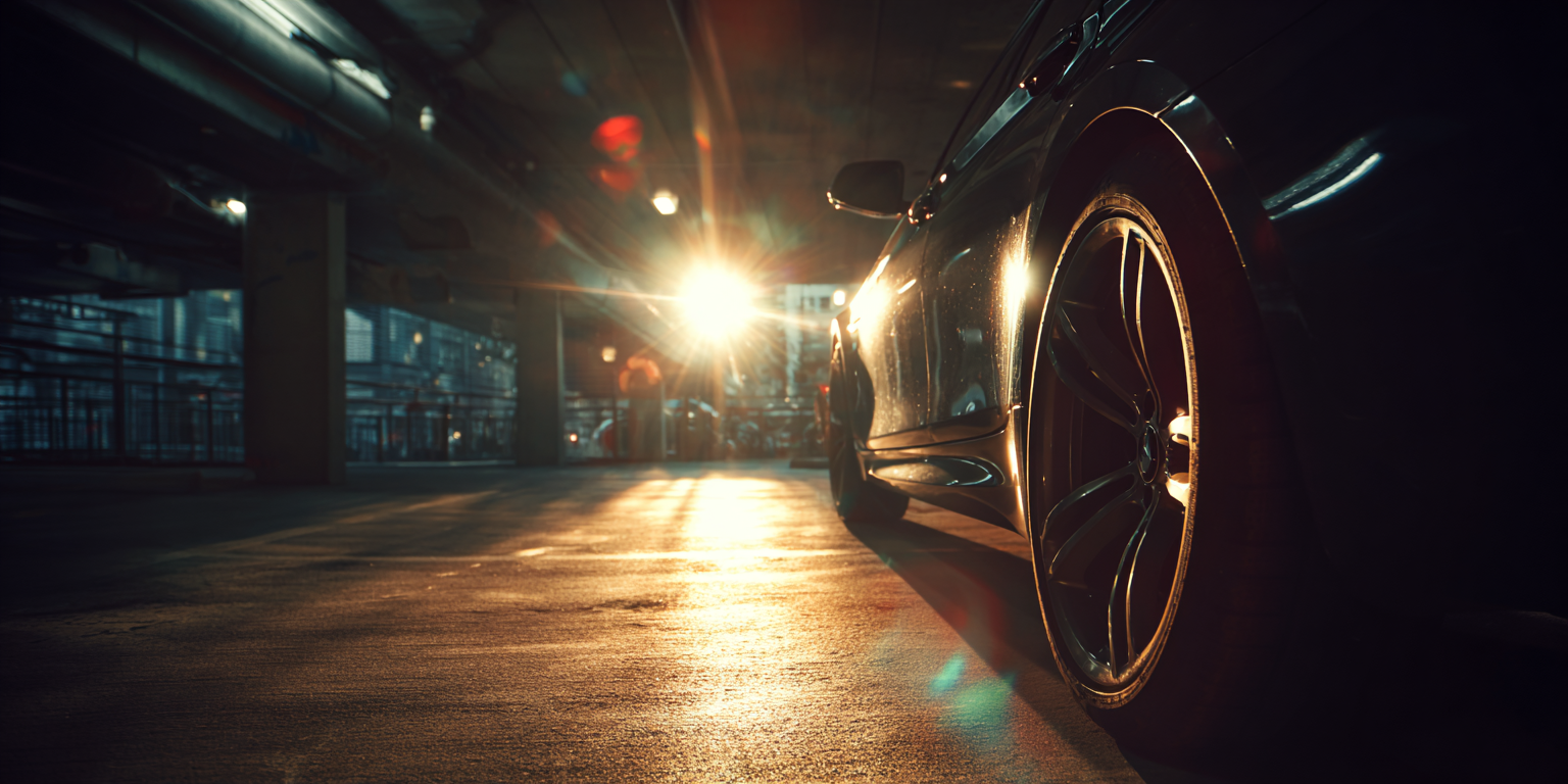 image of a car parked in a concrete parking garage