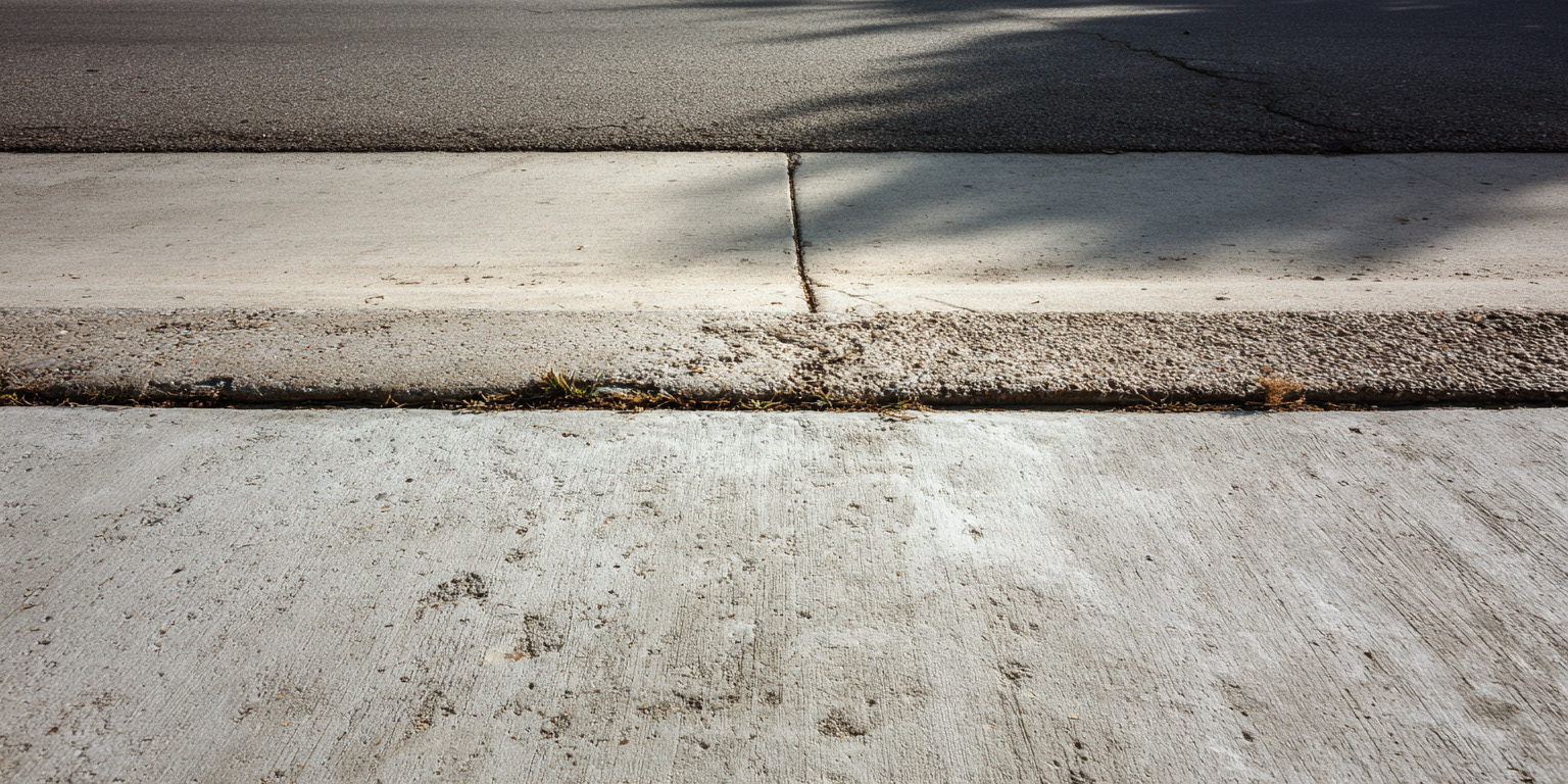 image of a concrete sidewalk with numerous dark stains
