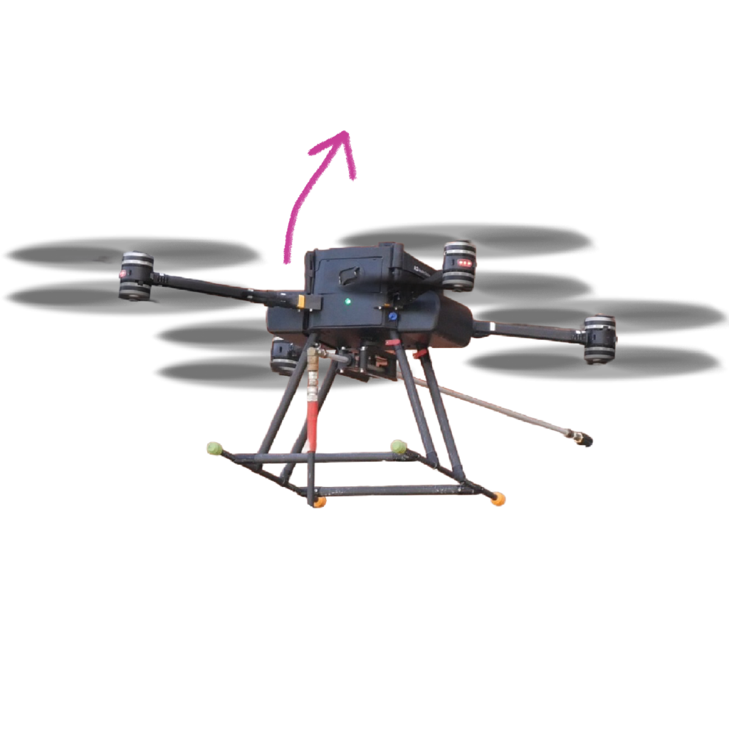cutout photograph of the OFF THE WALL cleaning drone showing its maximum working altitude